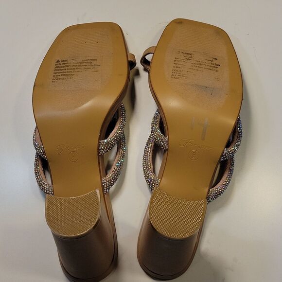 BRAND NEW FOREVER SLIPPERS   PEEP TOE DOUBLE STRAP GLITTER EMBROIDERY SA… - Picture 14 of 16